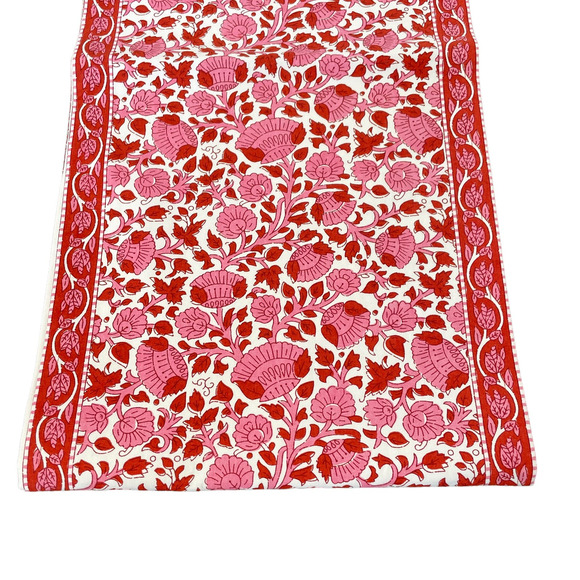 TIRAMISU Spring Pink Red Floral 100% Premium Cotton Table Runner 14" x 108" NEW - Picture 6 of 6